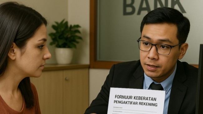Ilustrasi nasabah buka rekning yang diblokir. [ChatGPT/FT News]